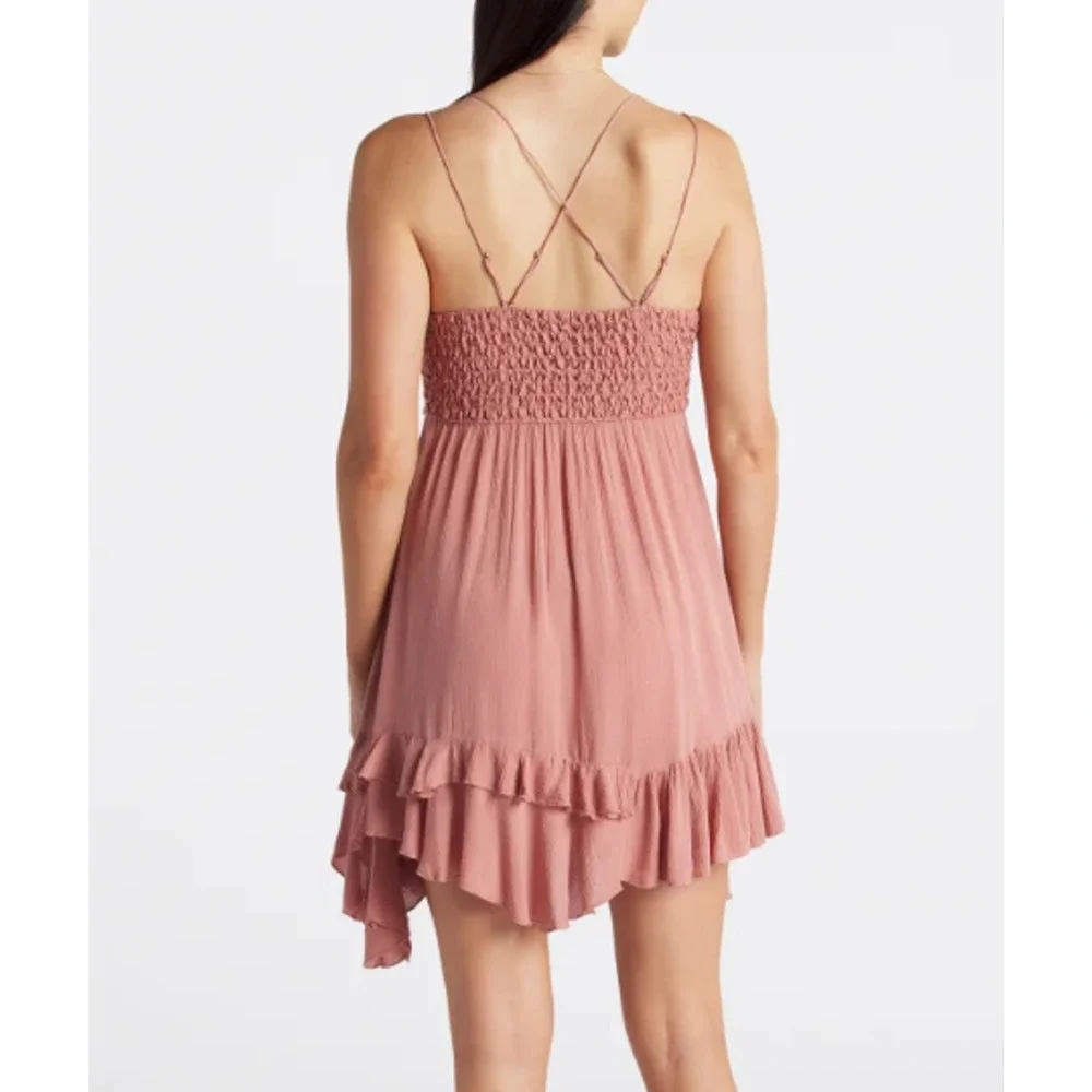 NWT Free People Adella Maxi Slip Dress Sleeveless Boho Crochet Lace Rose M - Picture 4 of 5